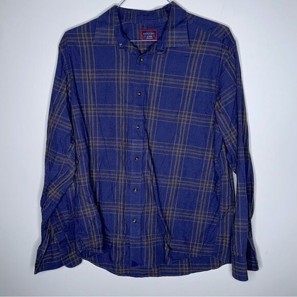 UNTUCKit Blue-Brown Plaid Long Sleeve XL‎ Flannel Shirt - Picture 4 of 4